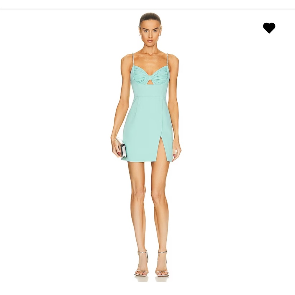 self portrait aqua crepe mini dress